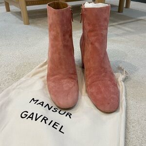 Mansur Gavriel Pink Suede Ankle Boots